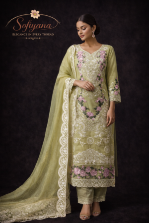 pistachio bloom semi stitched dress