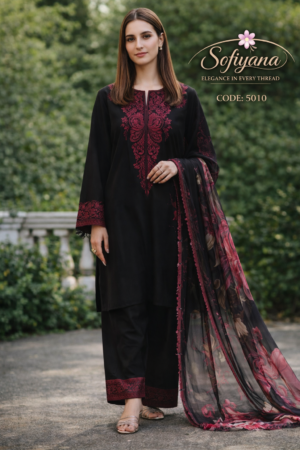 midnight bloom stitched rayon suit set